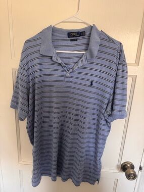 Ralph Lauren Light Blue and Navy Striped Polo